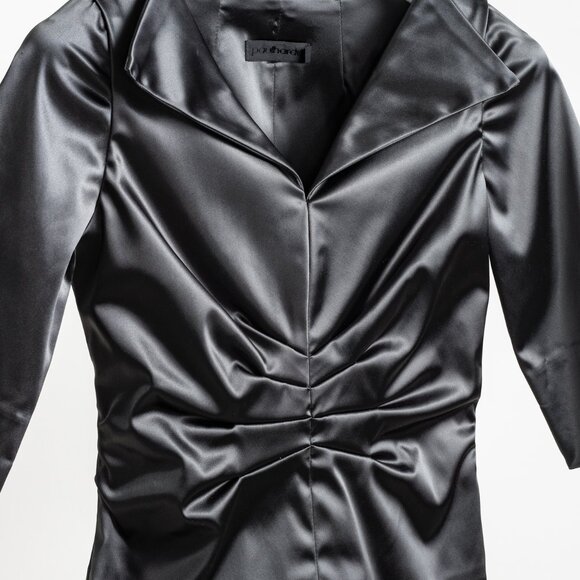 Paul Hardy Deep Green Satin Ruched Blouse - Picture 3 of 9